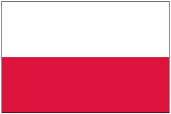 Polska flaga. Górna połowa biała. Dół w połowie czerwony.