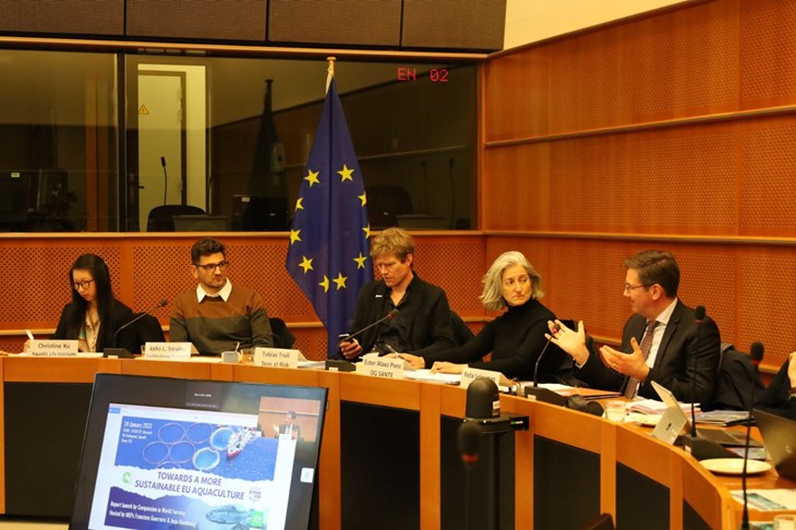 Paneliści konferencji siedzą w kole i debatują