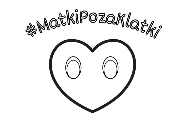 Napis # Matki Poza Klatki i symbol akcji